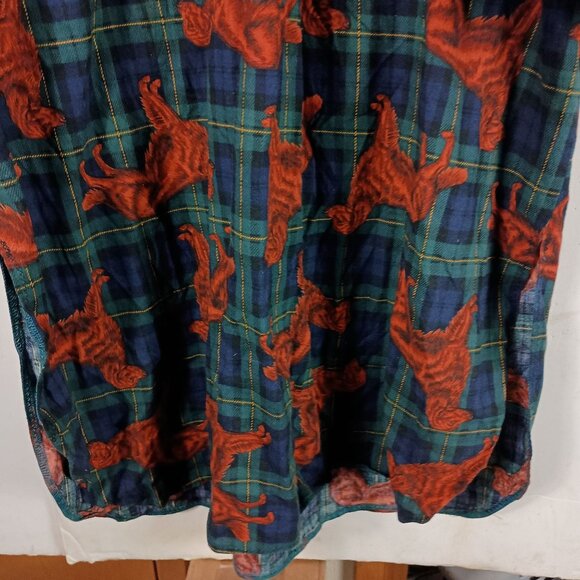 Handmade Vintage Nightshirt Unisex L Plaid Dog Print Grandpacore Cottagecore - Picture 3 of 6